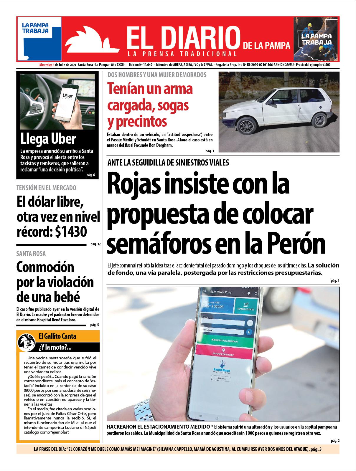Tapa de El Diario en papel  mieacutercoles 03 de julio de 2024